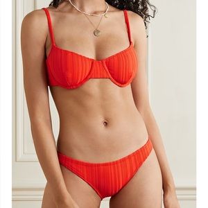 Solid & Striped The Eva Red Ribbed Bikini Set - Size Medium